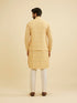 Manyavar Vibrant Yellow Nehru Jacket with All Over Print and Embroidery