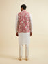 Manyavar Coral Pink Floral Printed Jacket