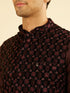 Manyavar Velvety Wine Embroidered Nehru Jacket