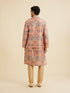 Manyavar Beige Ikat Inspired Ogee Printed Nehru Jacket