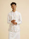 Manyavar Warm White Bel Buti Print Nehru Jacket