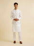 Manyavar Warm White Bel Buti Print Nehru Jacket