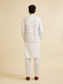 Manyavar Warm White Bel Buti Print Nehru Jacket