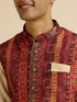 Manyavar Rust Aztec Inspired Print Nehru Jacket