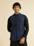 Manyavar Dark Blue Mirror Embellished Nehru Jacket