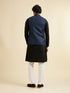Manyavar Dark Blue Mirror Embellished Nehru Jacket