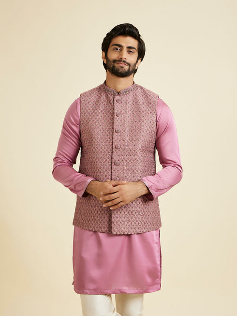 Manyavar Dusty Pink Elegance Nehru Jacket