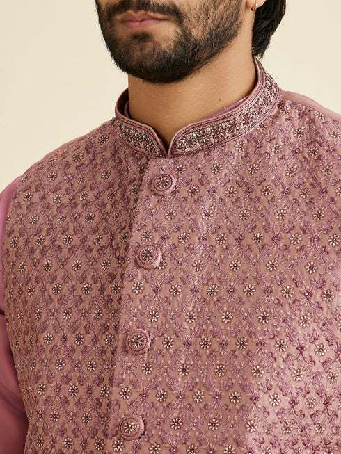 Manyavar Dusty Pink Elegance Nehru Jacket