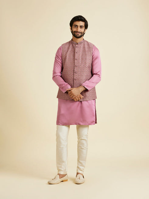 Manyavar Dusty Pink Elegance Nehru Jacket