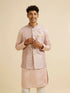 Manyavar Peach Buta Jaal Print Nehru Jacket