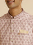 Manyavar Peach Buta Jaal Print Nehru Jacket