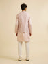 Manyavar Peach Buta Jaal Print Nehru Jacket