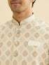 Manyavar Light Cream Conch Shell Motifs Nehru Jacket