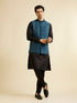 Manyavar Teal Blue Floral Jaal Nehru Jacket with Sequin Work