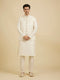 Manyavar Warm White Bel Buti Patterned Nehru Jacket