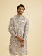 Manyavar Beige Bel Buti Print Nehru Jacket