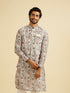 Manyavar Beige Bel Buti Print Nehru Jacket