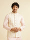 Manyavar Cream Beige Ogee Jaal Patterned Jacket with Mirror Work