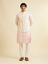 Manyavar Cream Beige Ogee Jaal Patterned Jacket with Mirror Work