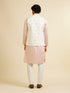 Manyavar Cream Beige Ogee Jaal Patterned Jacket with Mirror Work