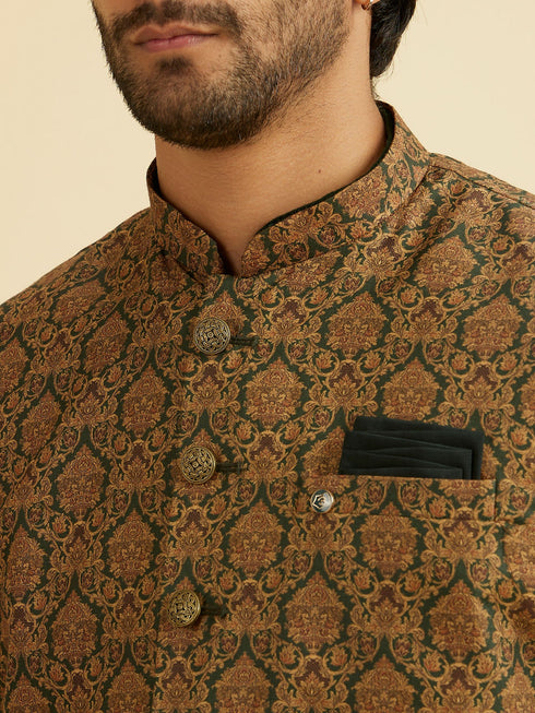 Manyavar Emerald Elegance Nehru Jacket