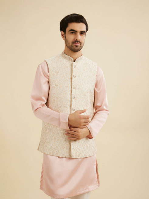Manyavar Exquisite Cream Nehru Jacket