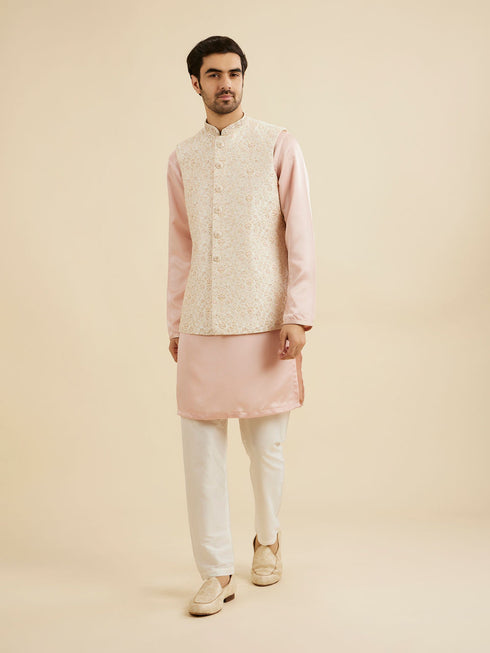 Manyavar Exquisite Cream Nehru Jacket