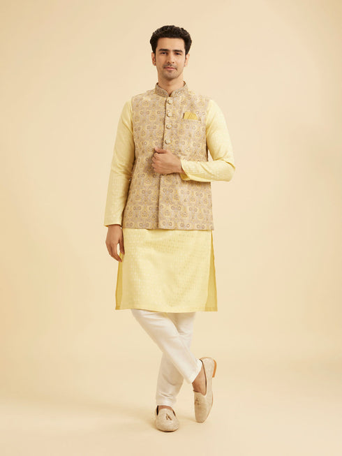 Manyavar Yellow Majesty Nehru Jacket
