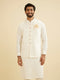Manyavar Ivory Cream Linear Patterned Nehru Jacket