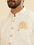 Manyavar Ivory Cream Linear Patterned Nehru Jacket