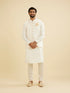 Manyavar Ivory Cream Linear Patterned Nehru Jacket