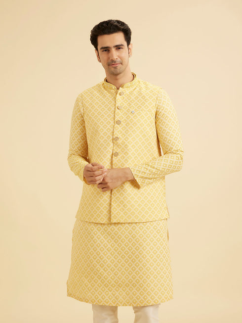Manyavar Golden Yellow Radiance Nehru Jacket