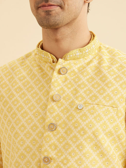 Manyavar Golden Yellow Radiance Nehru Jacket