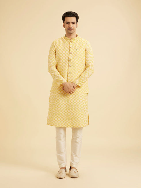 Manyavar Golden Yellow Radiance Nehru Jacket