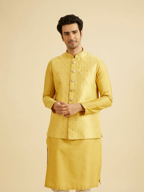 Manyavar Mustard Yellow Majesty Nehru Jacket