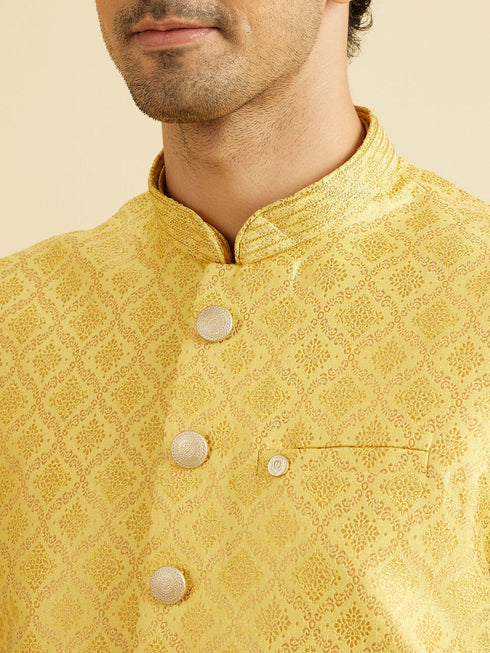 Manyavar Mustard Yellow Majesty Nehru Jacket