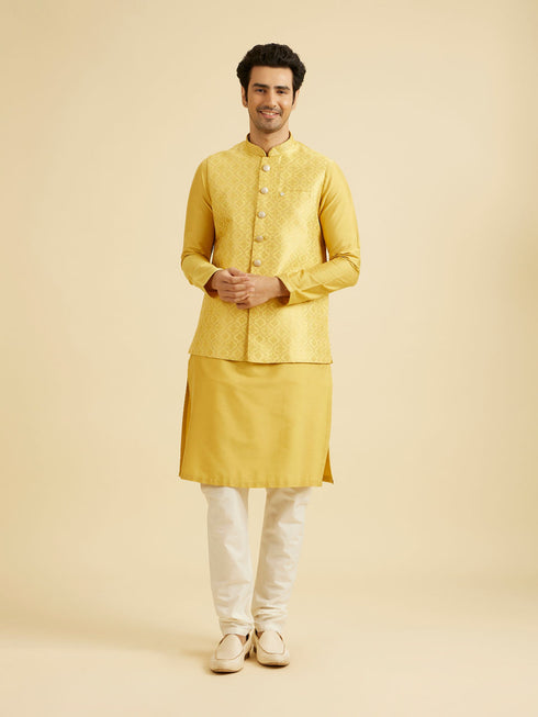 Manyavar Mustard Yellow Majesty Nehru Jacket