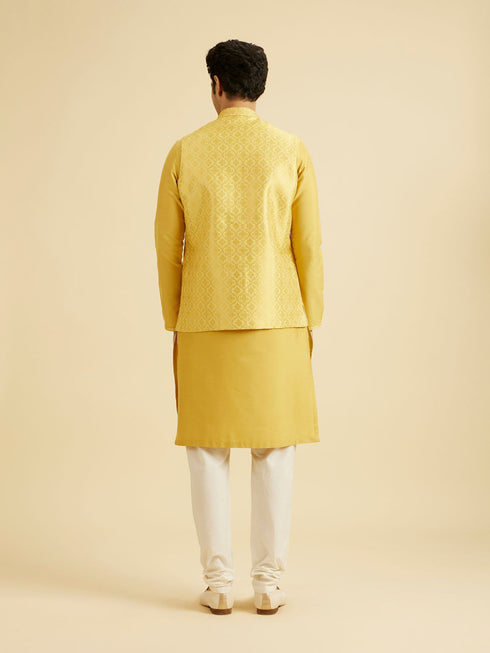 Manyavar Mustard Yellow Majesty Nehru Jacket