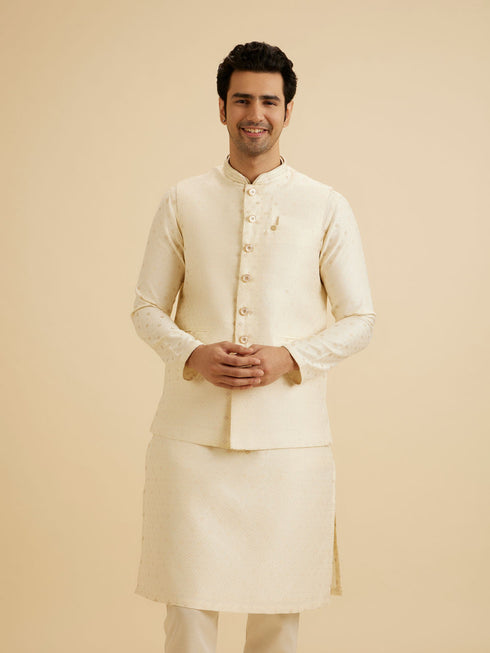 Manyavar Regal Cream Nehru Jacket