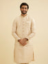 Manyavar Soft Beige Floral Buta Jaal Patterned Nehru Jacket