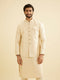 Manyavar Soft Beige Buta Jaal Patterned Jacket with Patra Work