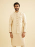 Manyavar Soft Beige Buta Jaal Patterned Jacket with Patra Work