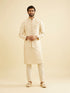 Manyavar Soft Beige Buta Jaal Patterned Jacket with Patra Work
