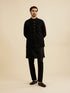 Manyavar Dark Blue Sequinned Nehru Jacket