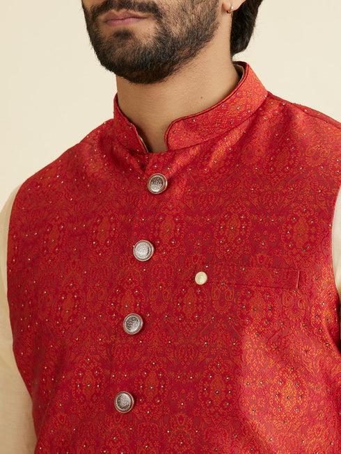 Manyavar Rustic Brocade Grandeur Nehru Jacket