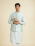 Manyavar Captivating Blue Brocade Nehru Jacket