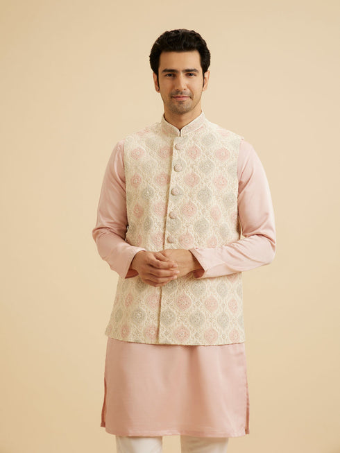 Manyavar Cream Elegance Nehru Jacket