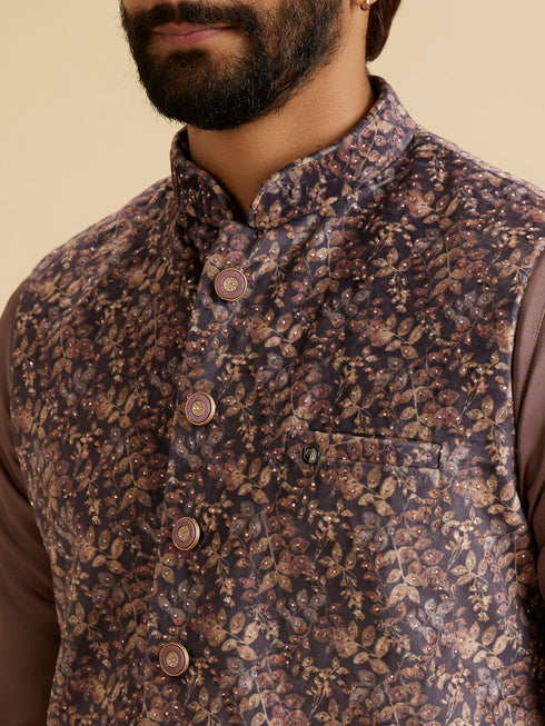 Manyavar Lavish Lilac Velvet Nehru Jacket