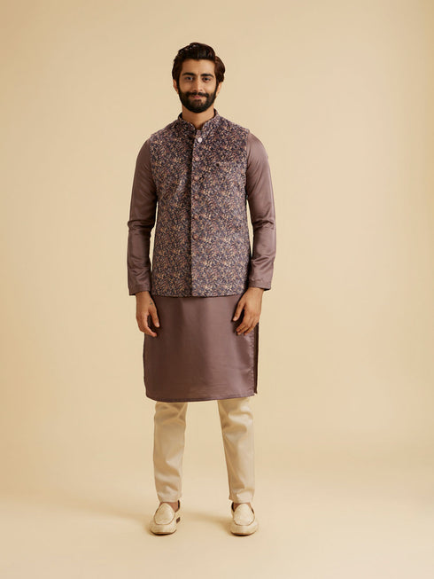 Manyavar Lavish Lilac Velvet Nehru Jacket