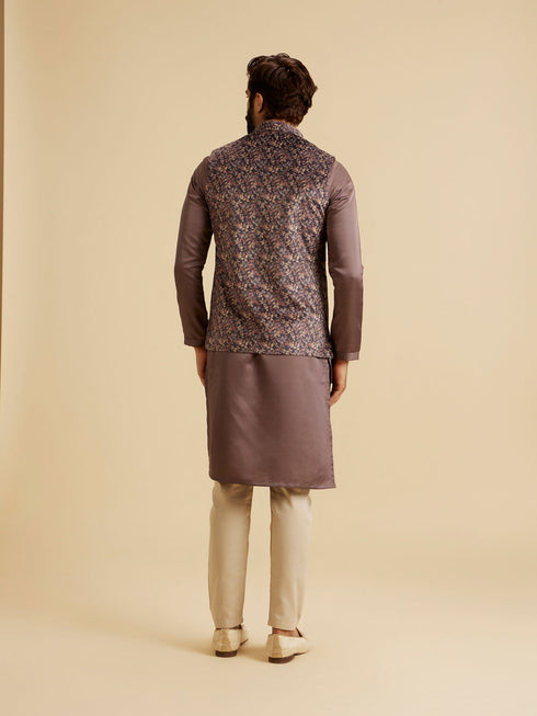 Manyavar Lavish Lilac Velvet Nehru Jacket